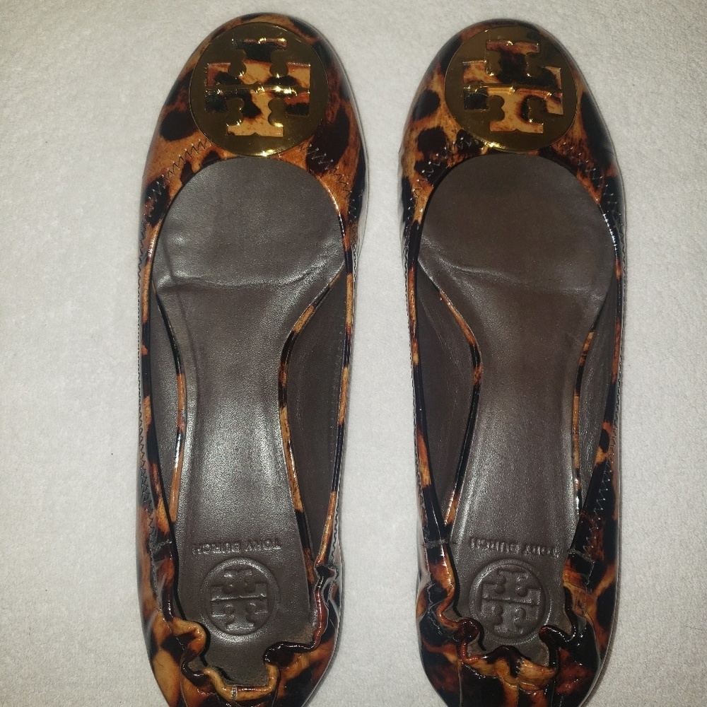Tory Burch Reva Leopard Patent Shoes